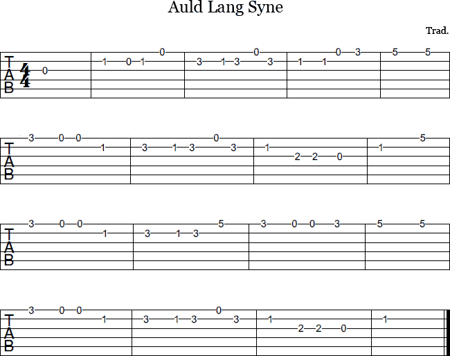 Auld Lang Syne tab