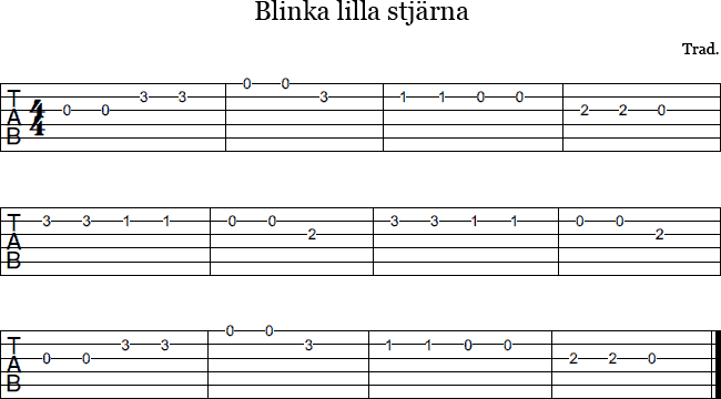 Blinka lilla stjärna tabulatur