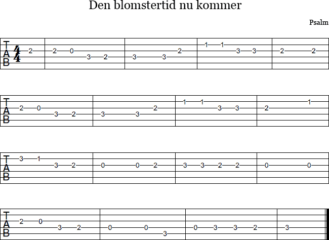 Den blomstertid nu kommer tab