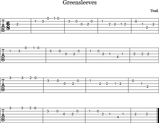 Greensleeves tab