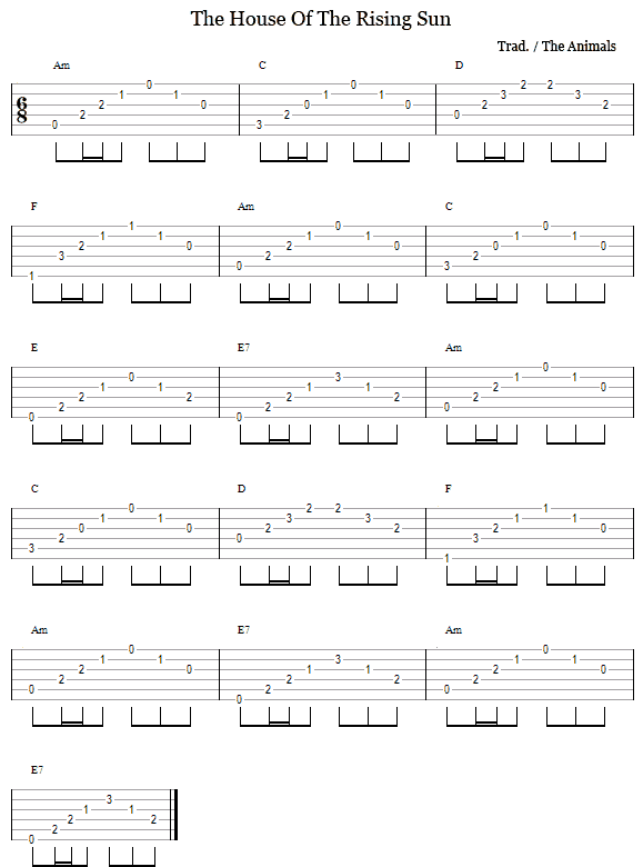 The House Of The Rising Sun tab