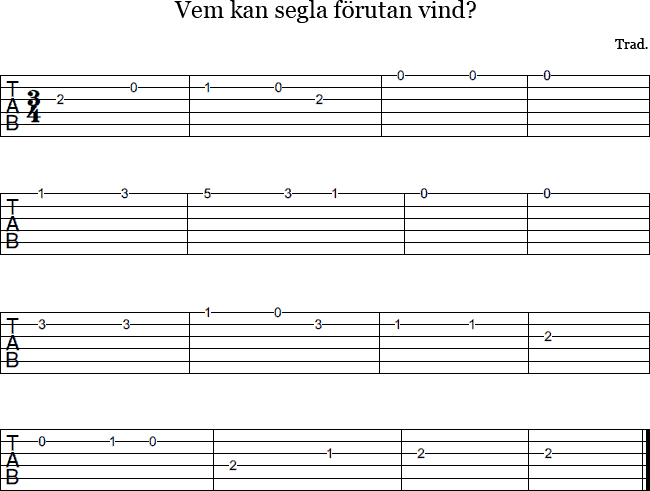 Vem kan segla förutan vind chords